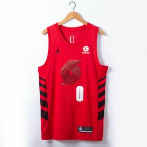 NBA 0 Lillard Blazers 22-23 Maillot Rouge brodé